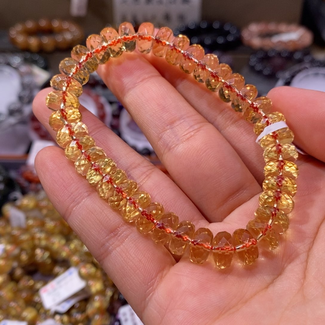 水晶手链未镶嵌算盘黄水9+