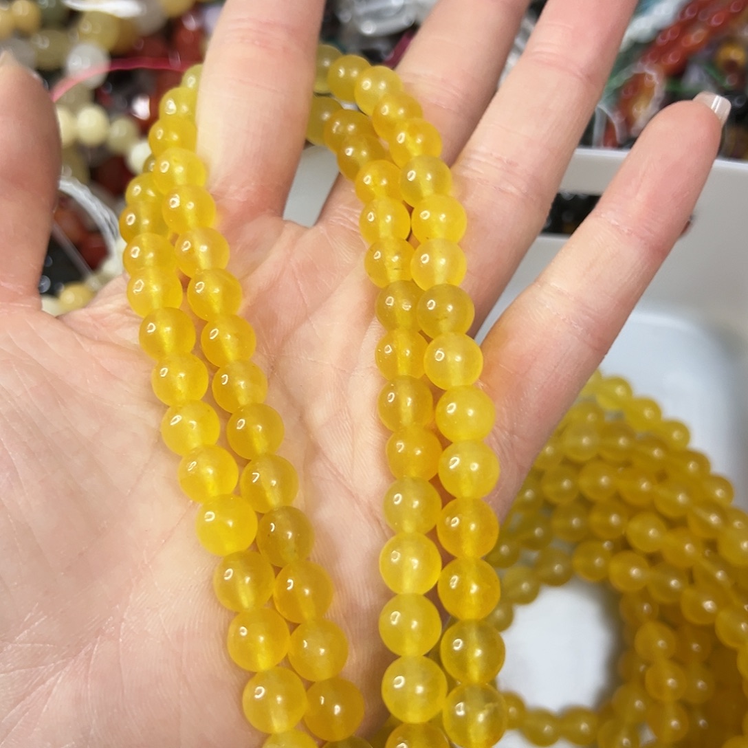 玛瑙/玉髓未镶嵌珠宝半成品，卡8黄莹石2条