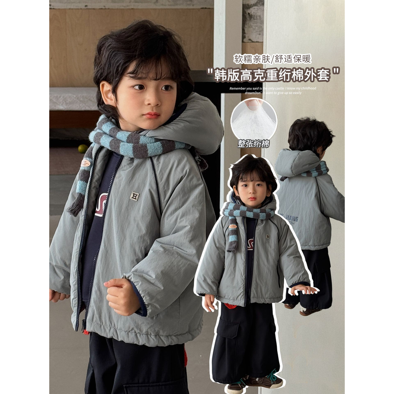 《主播自留》简约有型韩版男童女童拉链夹棉保暖冲锋上衣潮25DL759