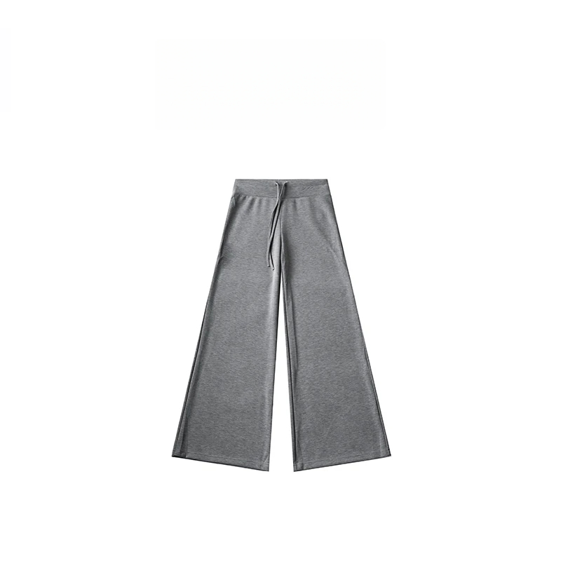 灰色阔腿裤女夏季薄款2025新款高腰垂感宽松直筒小个子休闲裤子