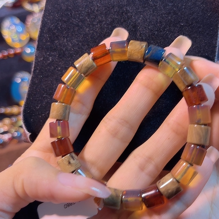 未镶嵌琥珀珠宝奇石多宝直切手串9