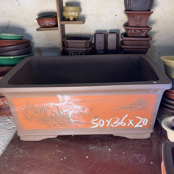 紫砂花盆，手工制作