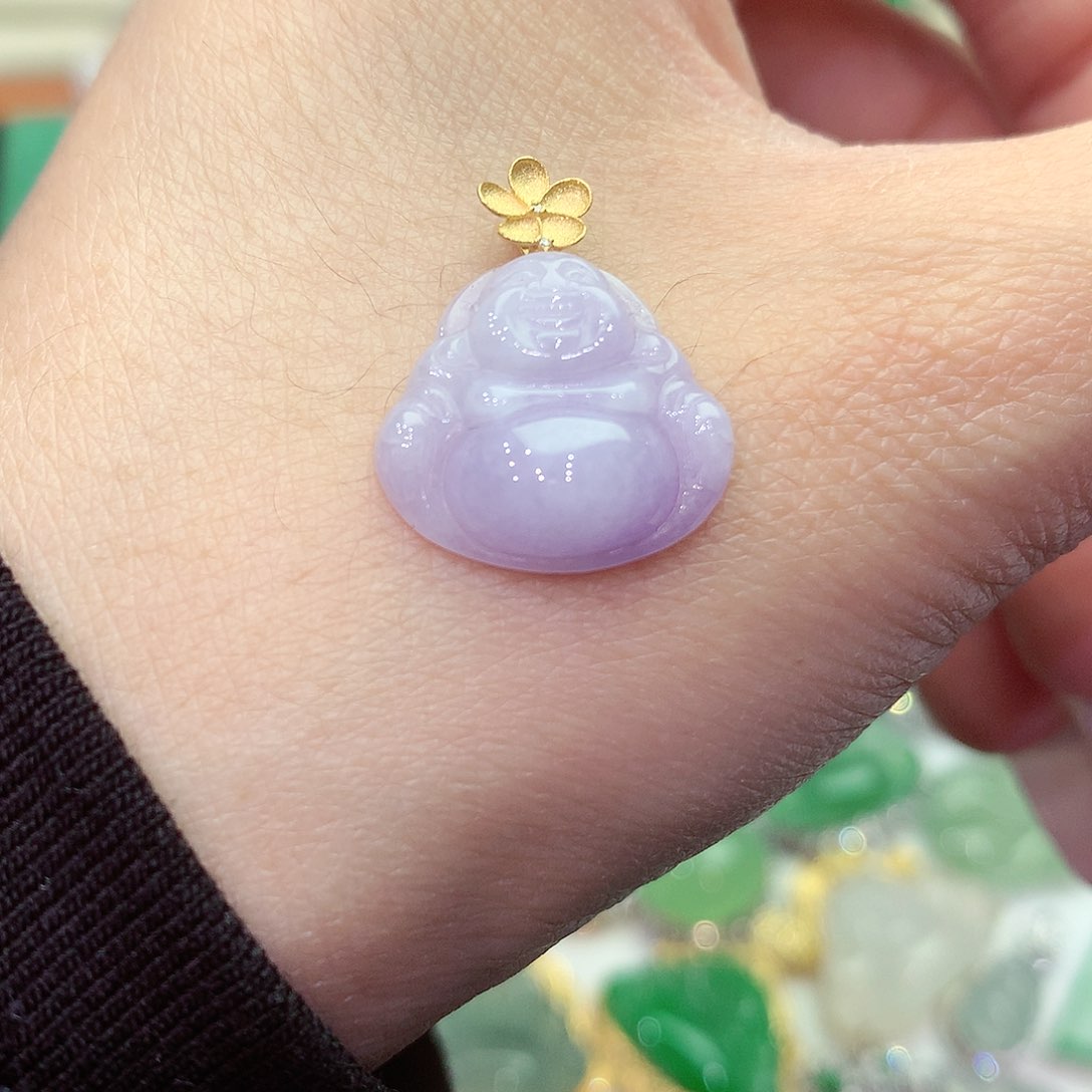 翡翠吊坠(不含链)18K金镶嵌