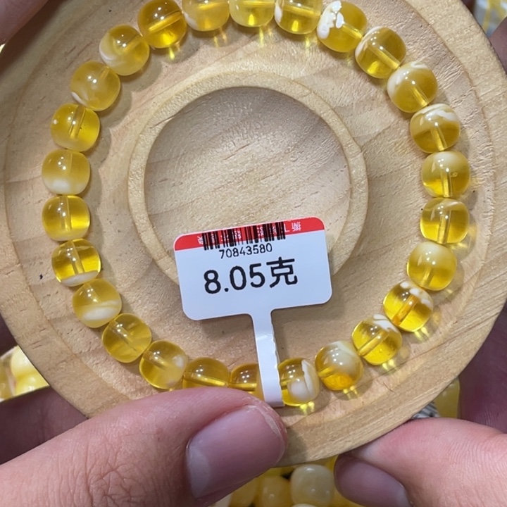 蜜蜡手链未镶嵌金瓷白手串