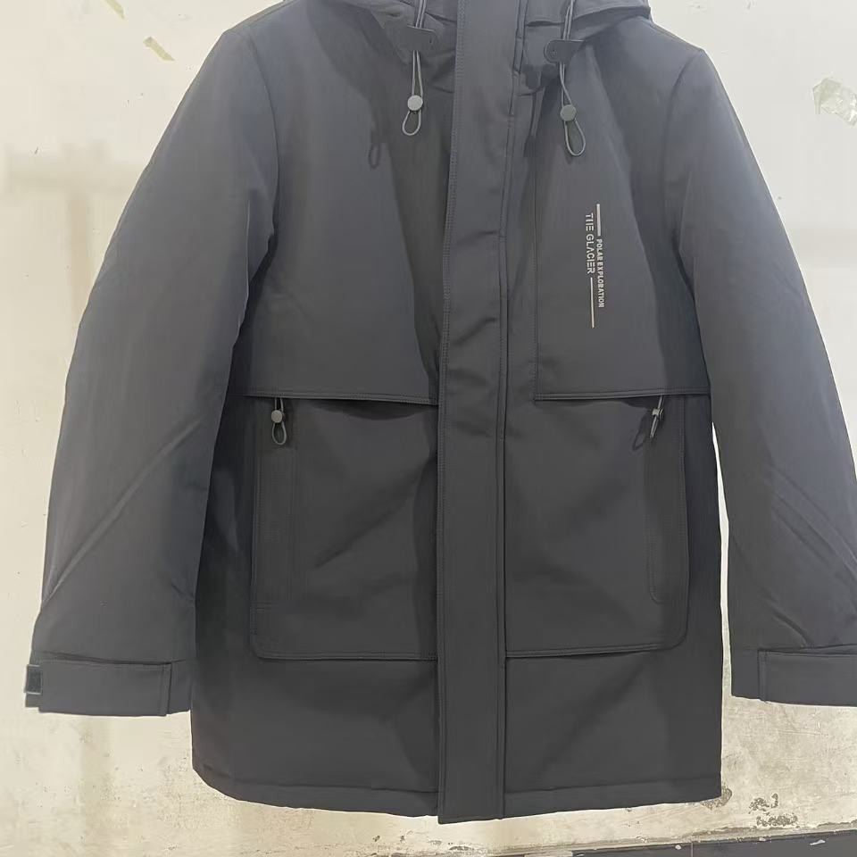 海家男士中长款连帽防风加厚保暖冬季休闲外套