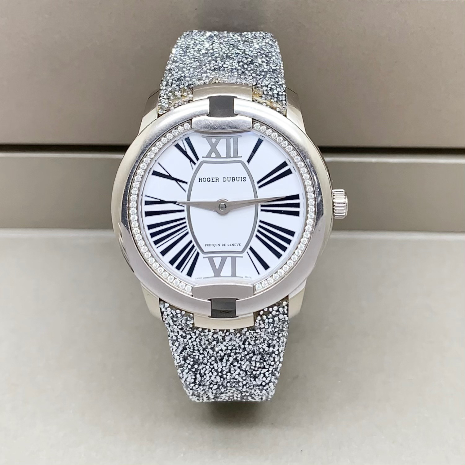 95新 ROGER DUBUIS/罗杰杜彼 36mm/18k白金原镶钻/自动机械/女表