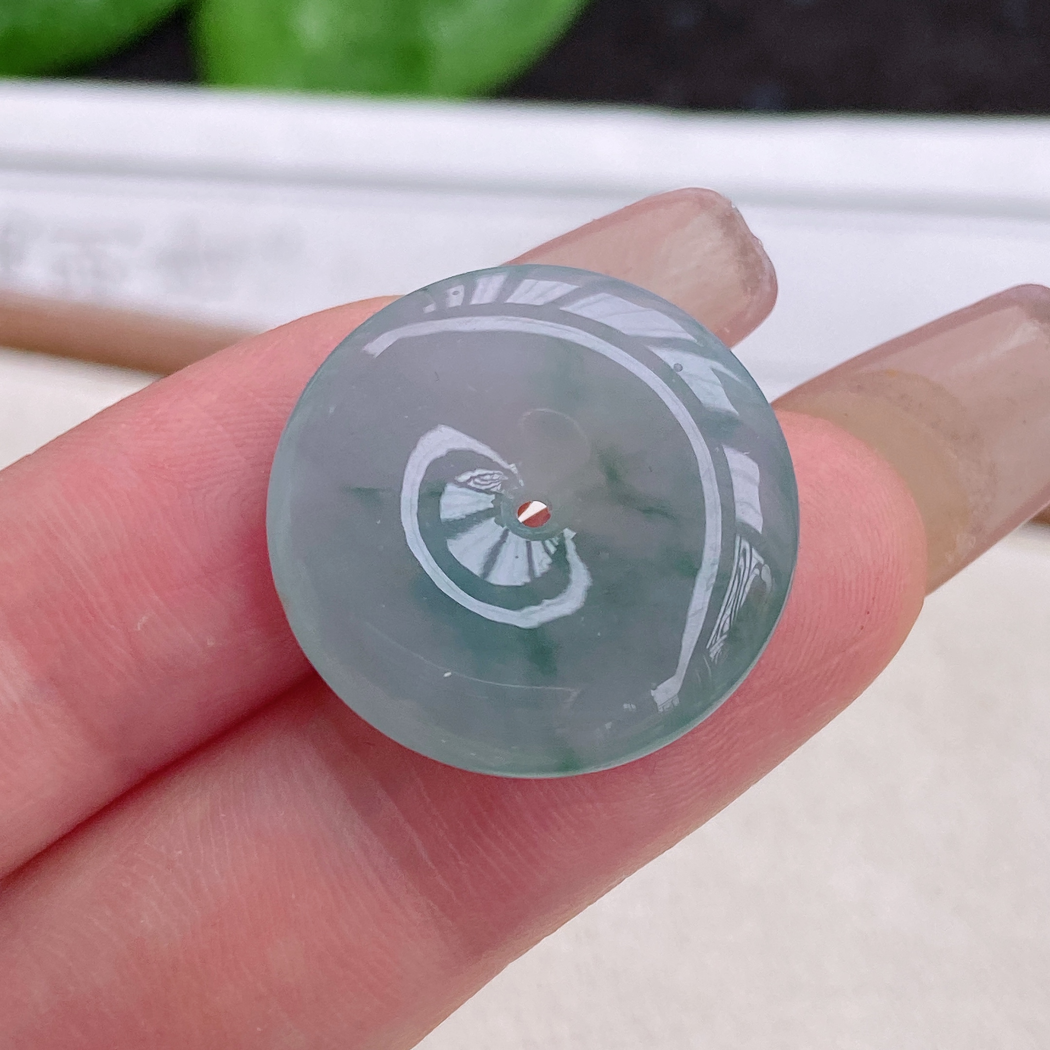 天然翡翠A货冰糯种水润飘花平安扣吊坠