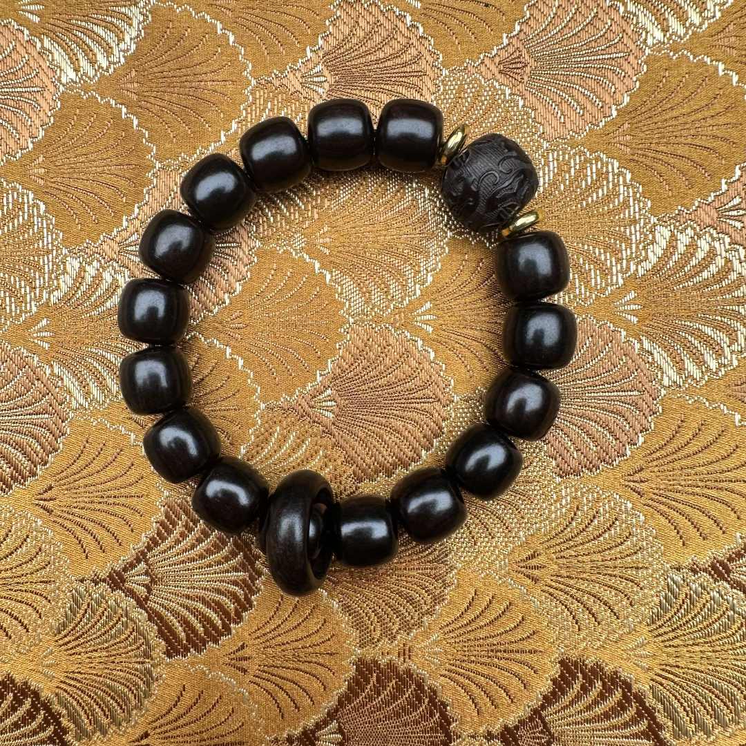 非金属项链 【 炎轩文趣斋】黑色环环相扣招财进宝yp桶珠手串