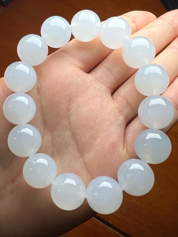缅甸翡翠A货 高糯化起胶男士大手链15.0mm/15颗