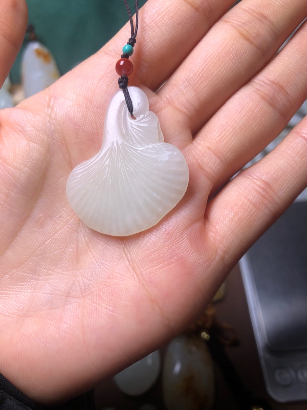 和田玉 银杏叶 挂件