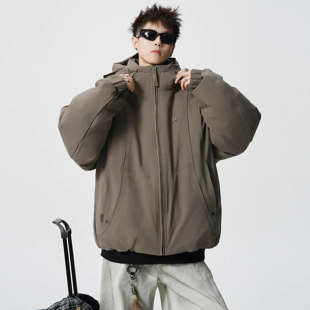 帅气连帽羽绒服男2025新款青少年流光机能风防寒宽松加厚保暖外套