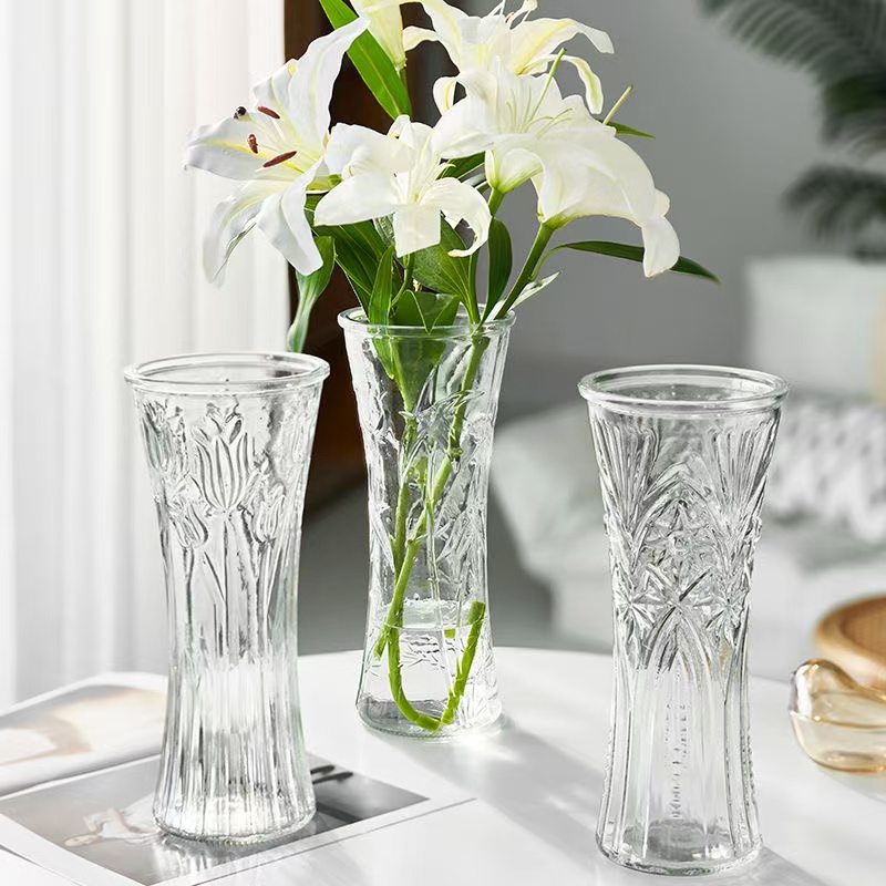 【25cm高两只】透明玻璃网红花瓶加厚大号客厅插花水培富贵竹百合A