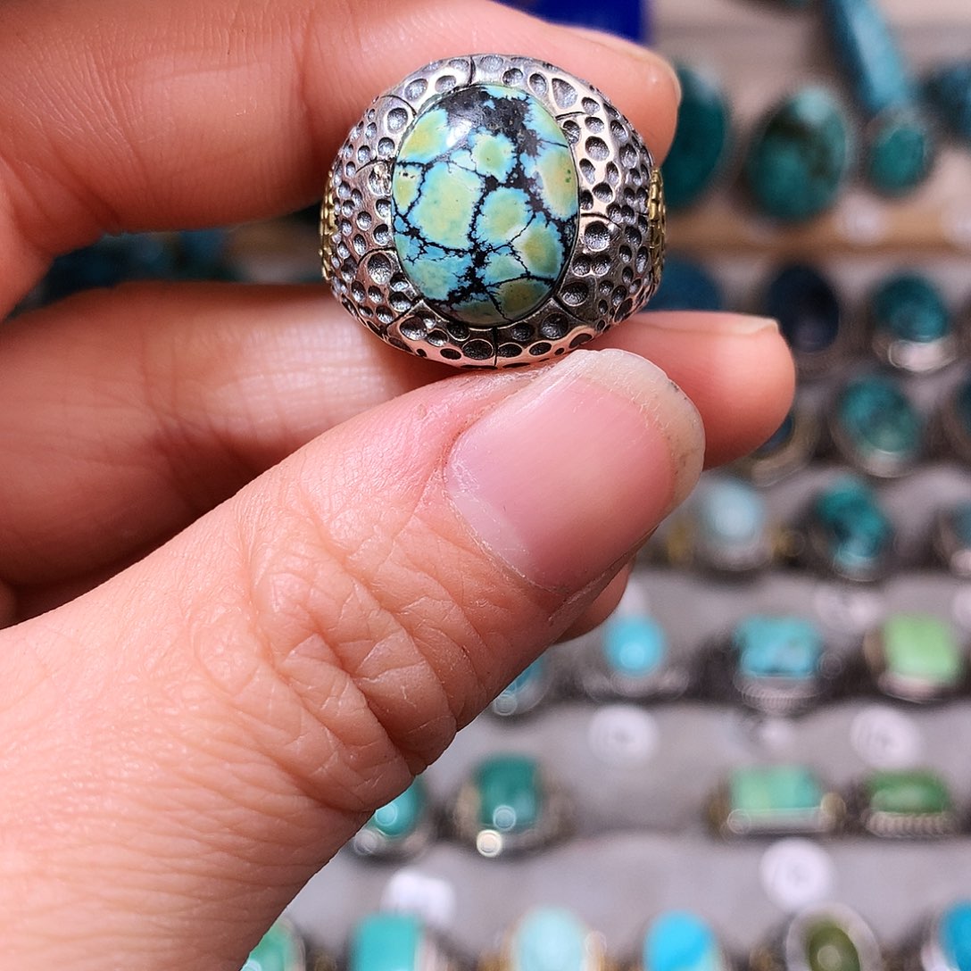 绿松石挂件银S925镶嵌