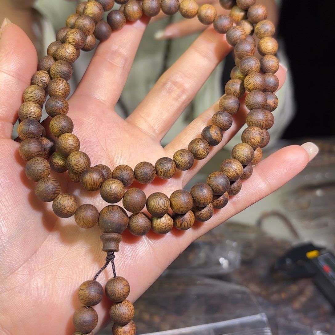 沉香手串奇楠沉香08圆珠多圈23克➕