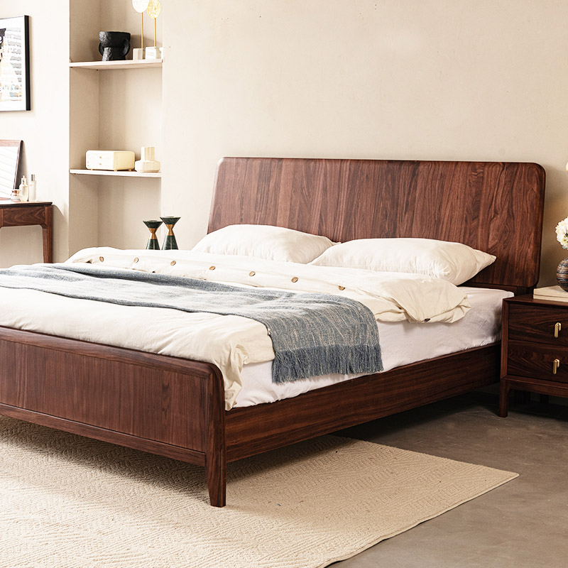 乌金木实木床现代简约全实木主卧室1.8米双人床1.5米次卧原木大床