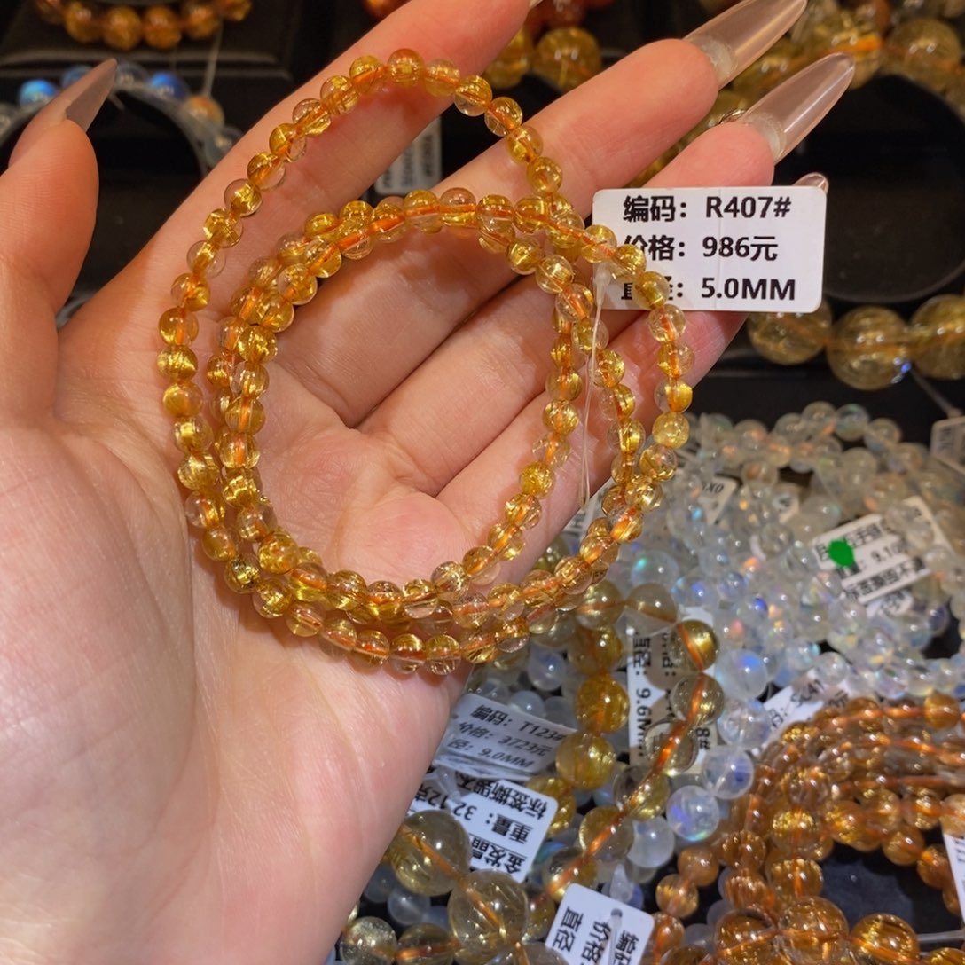 发晶手链未镶嵌咸***鸡R407#5.0mm