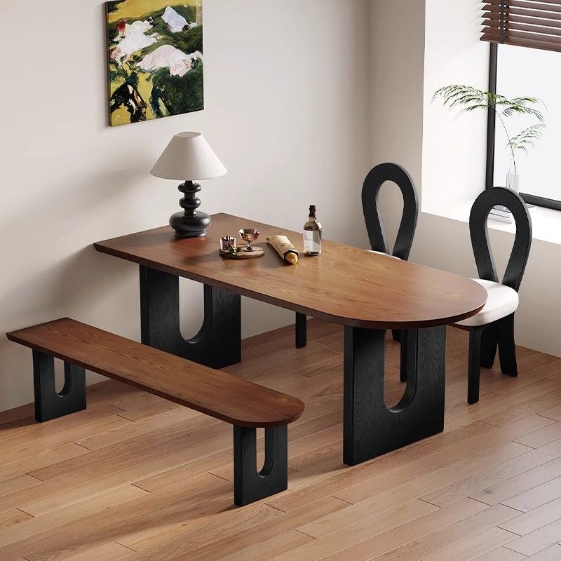 新疆包邮法式中古风实木岛台餐桌椅家用小户型靠墙半圆形饭桌洽谈