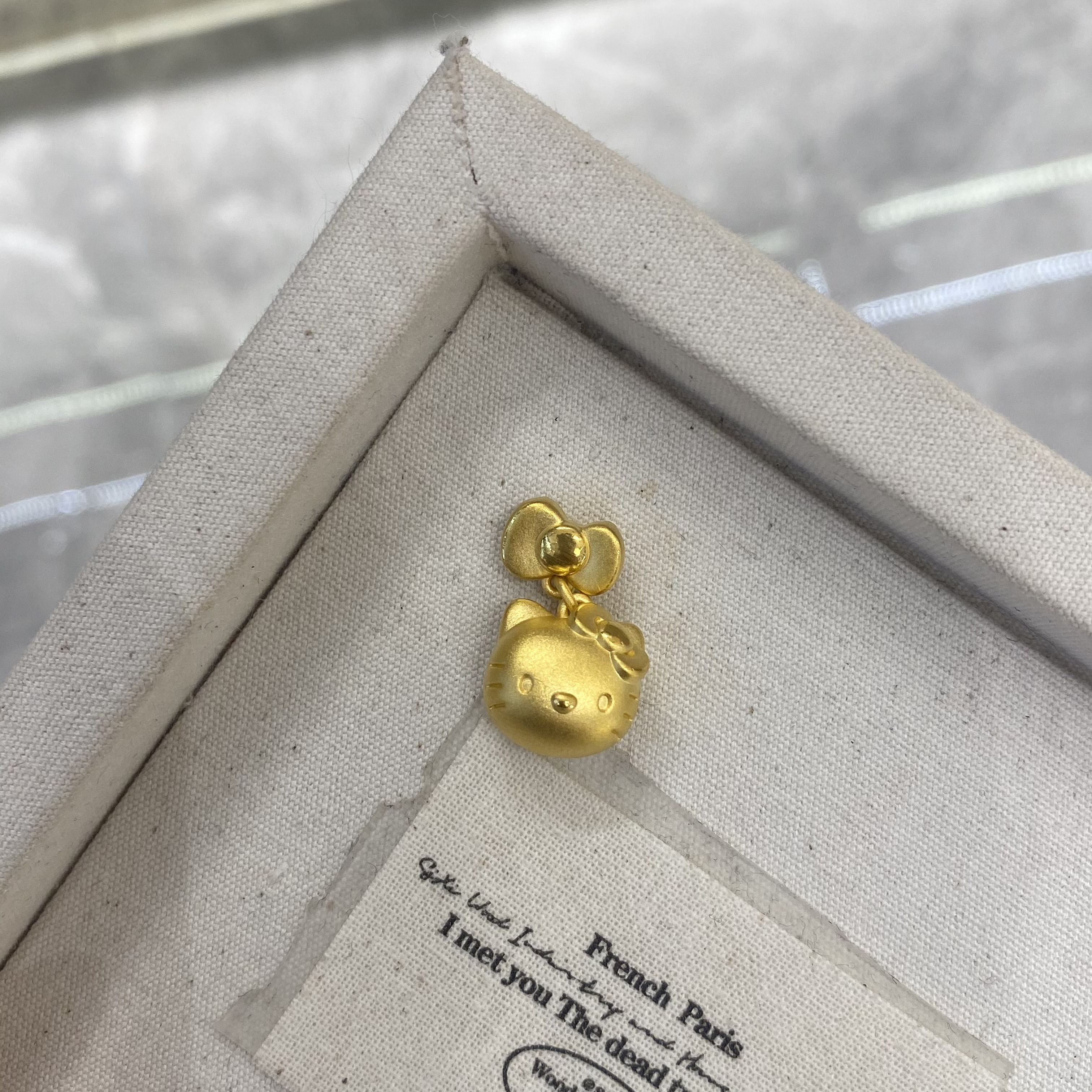 足金999蝴蝶结Kitty黄金转运珠猫咪锁骨女生情人节礼物