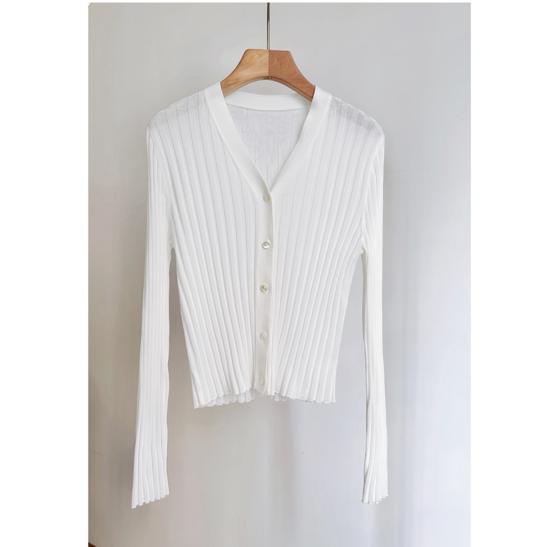 小雅家打底洋气V领马假两件针织开衫百搭薄款短外搭空调衫外套