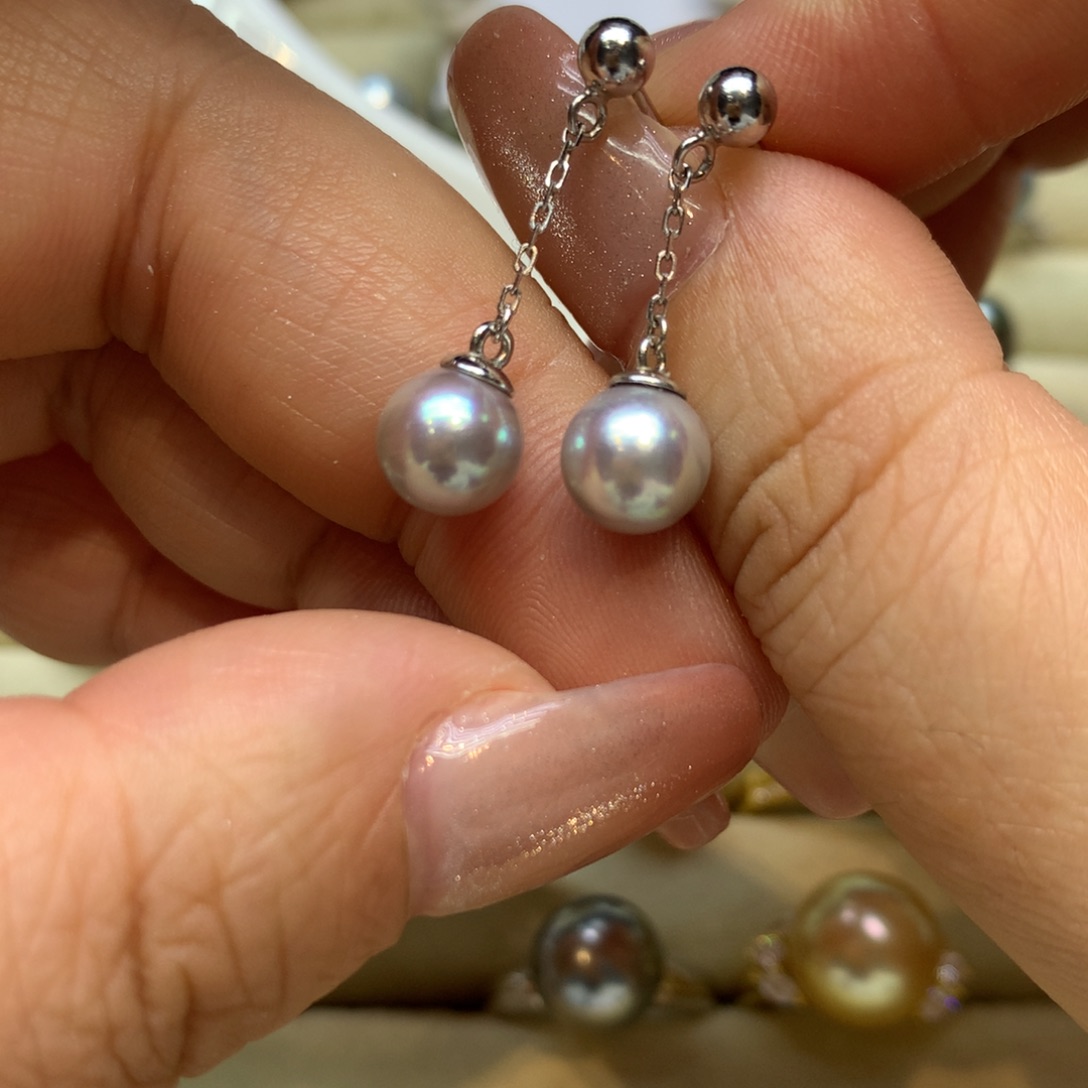 银S925镶嵌耳饰海水珍珠