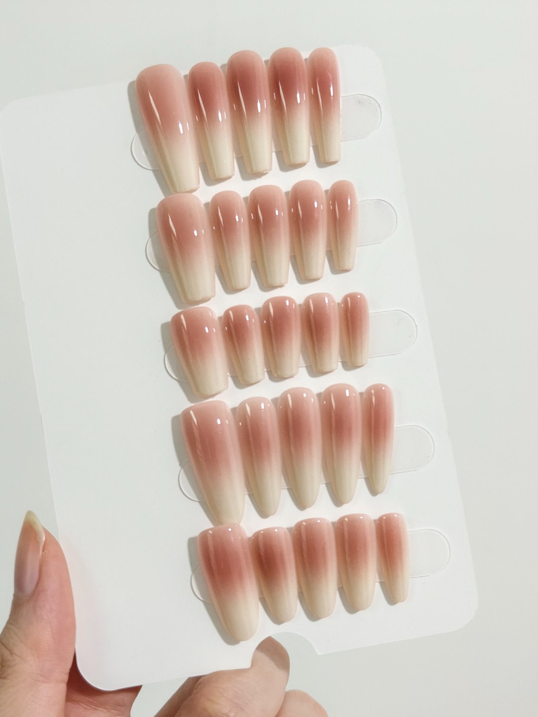 (8015-8019）手工穿戴甲穿戴式裸色气质防水纯欲持久冰透冰透渐变