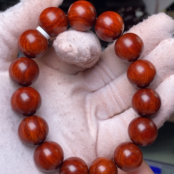 小叶紫檀手串/手链原汁原味1.5cm 顶泥 鸡血红鳞底泥料 36-37g