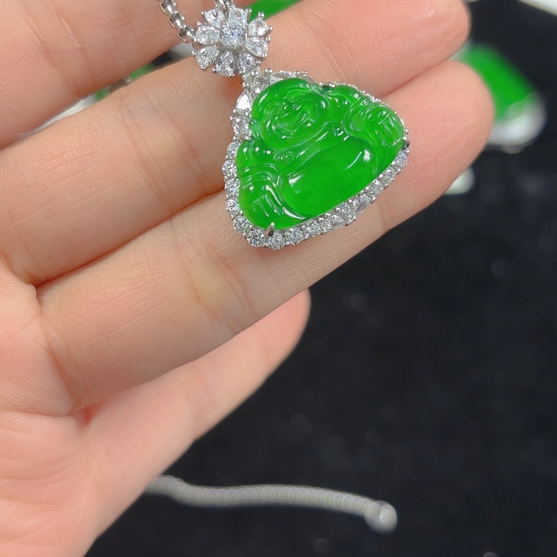 翡翠银S925镶嵌吊坠(不含链)