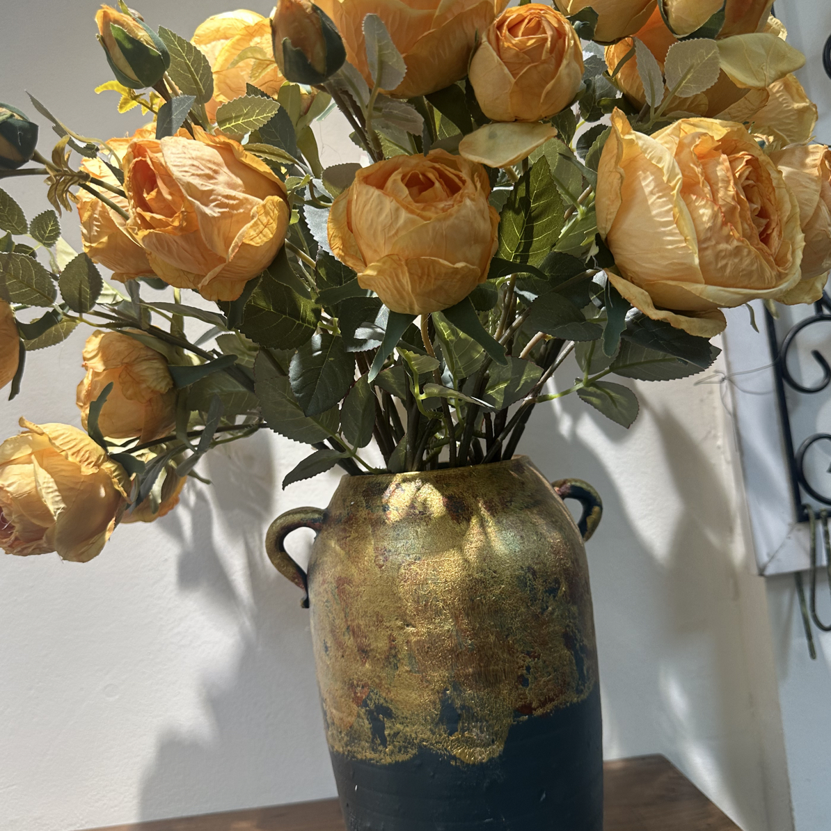 仿真花法式焦边玫瑰花假花玫瑰复古摆件客厅餐桌花束摆设装饰插花