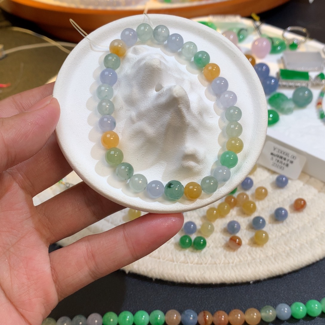 翡翠散珠7mm多宝手串新款