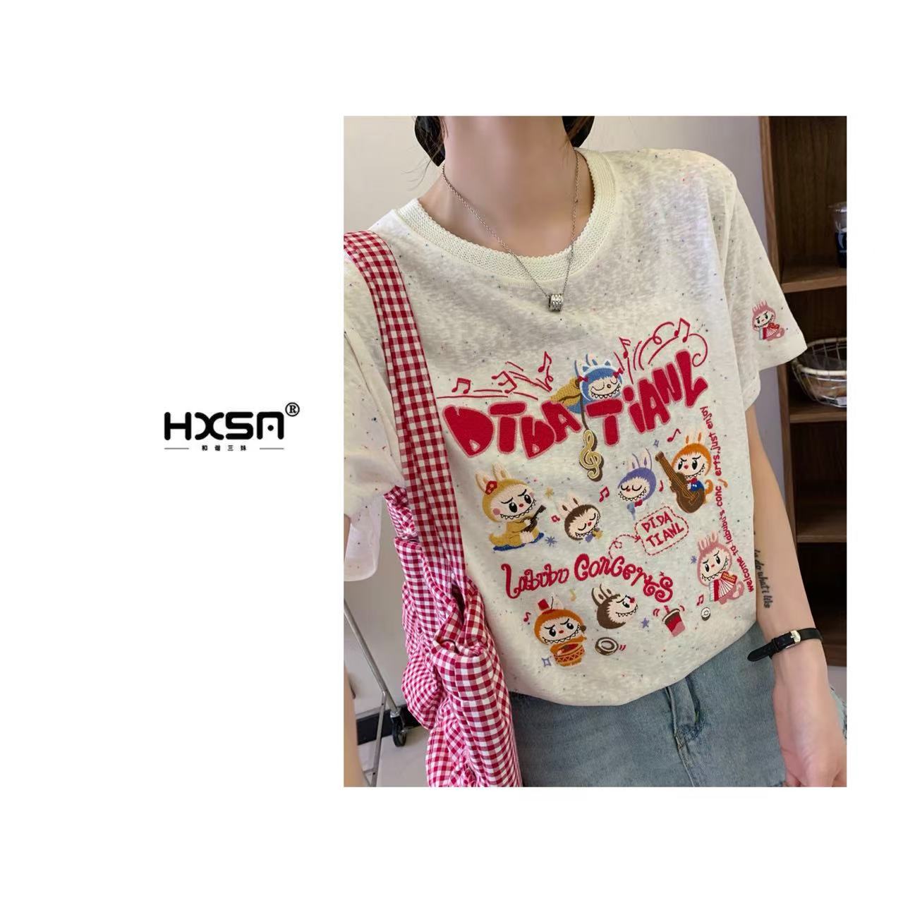 HXSM「彩点拉布布」夏减龄撞色圆领短袖680