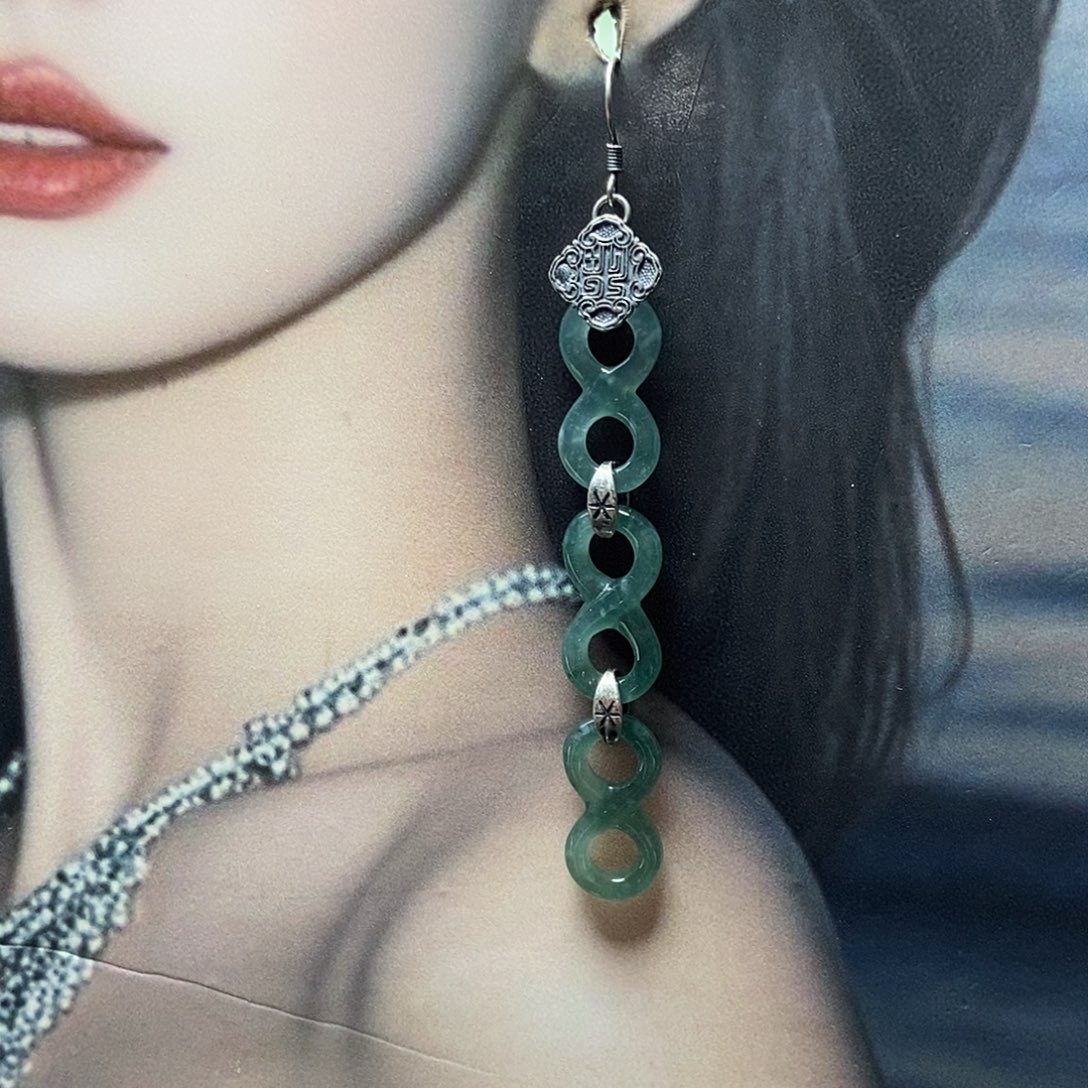 翡翠银S925镶嵌耳饰品质珠宝