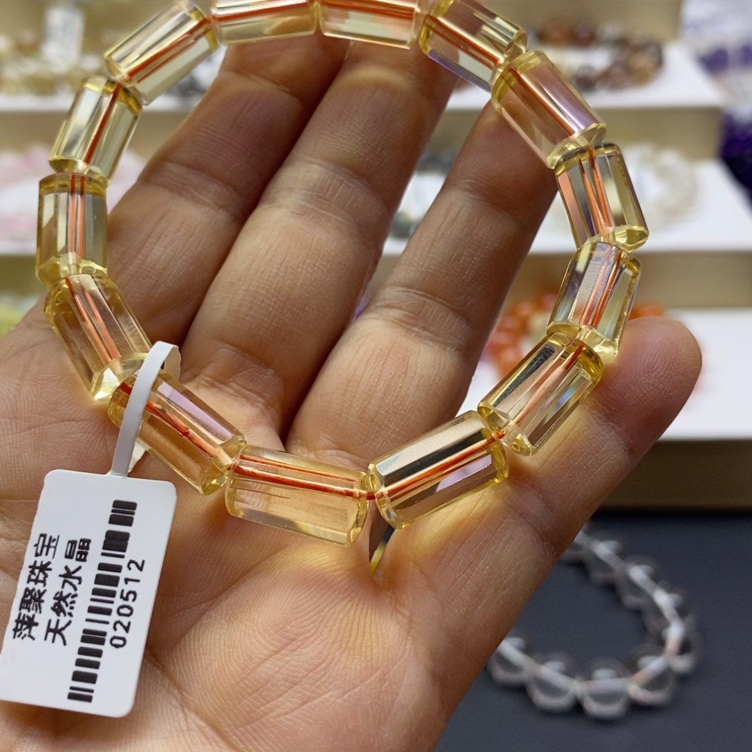 水晶手链未镶嵌巴西暴力黄圆柱