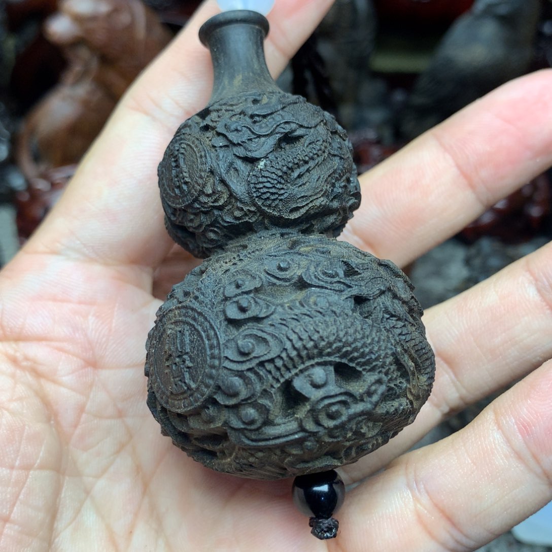 木木雕双龙葫芦挂件