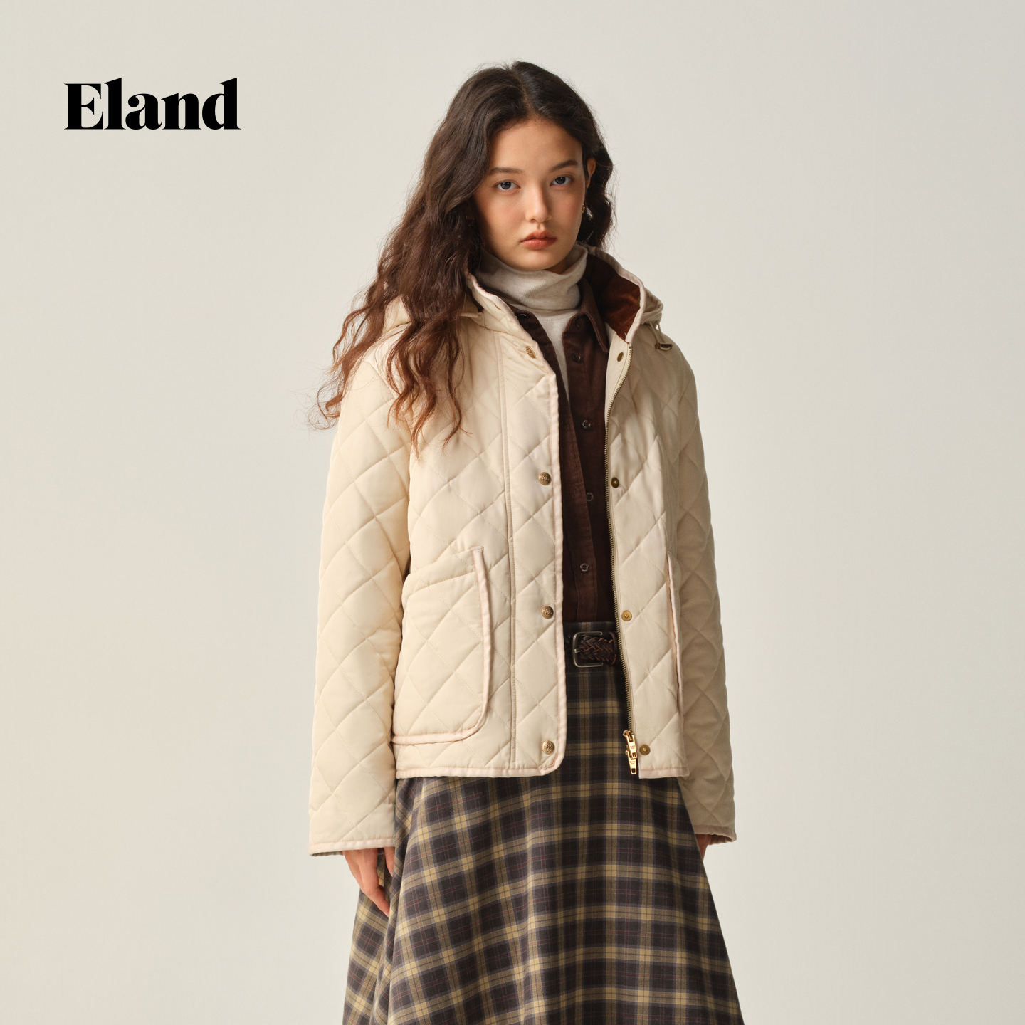 【女装优选WL】Eland衣恋棉服女时尚通勤连帽外套2025冬EEJPF8TT71