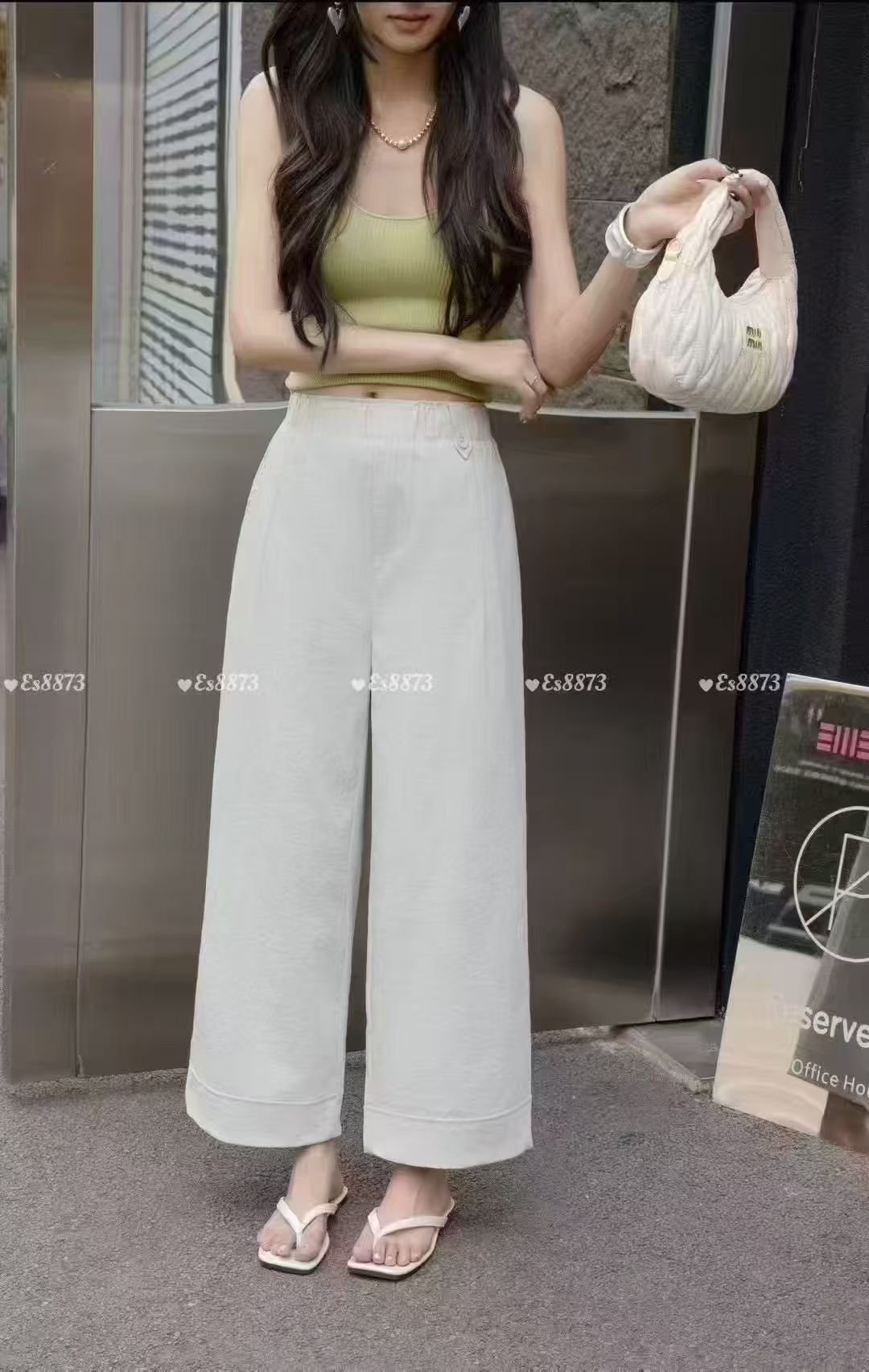 2女士早秋款时尚洋气直筒裤休闲百搭阔腿裤薄款宽松白色裤子高腰