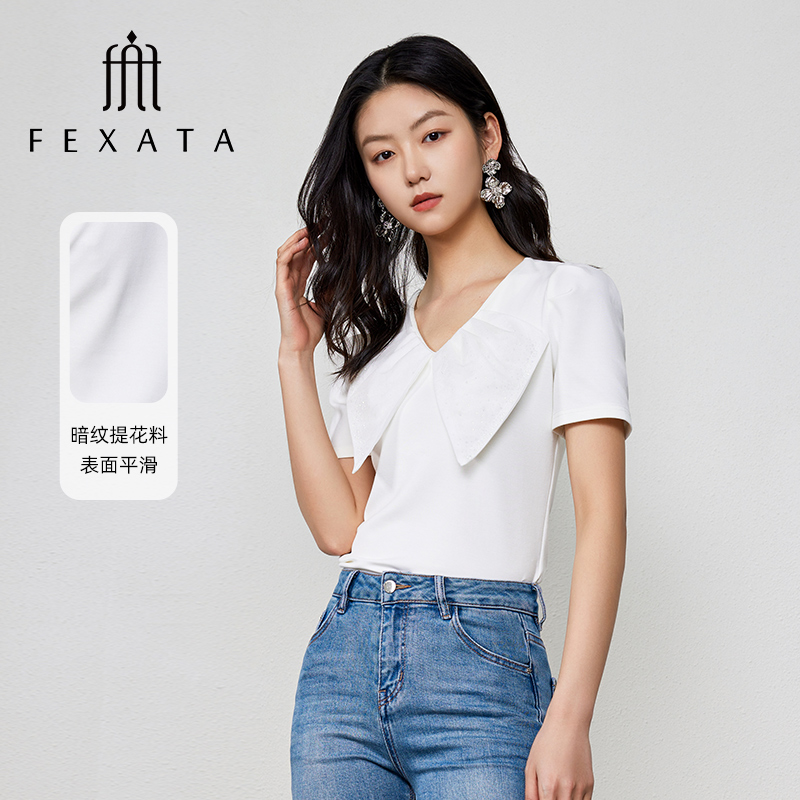 【黄蓉推荐】FEXATA斐格思上衣女都市时髦设计感休闲百搭短袖T恤