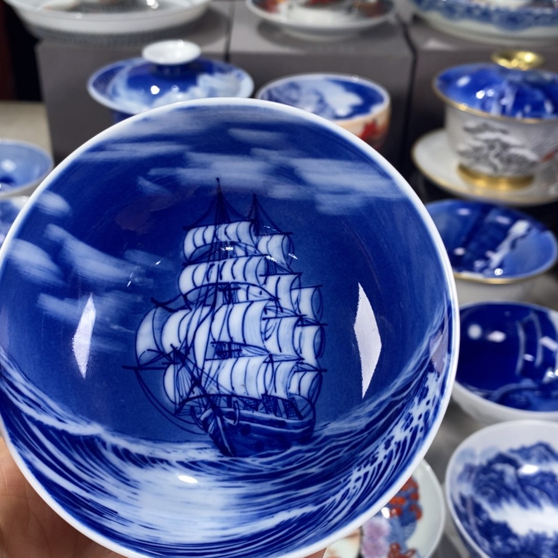 青花山水主人杯杯