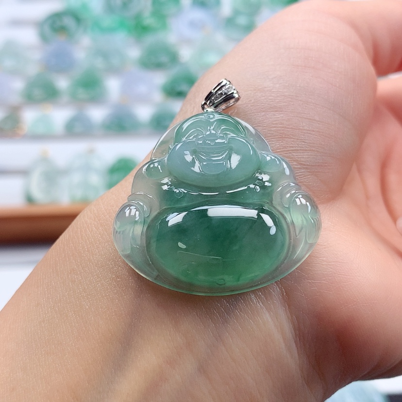 【闪购商品】翡翠吊坠(赠链)18K金镶嵌