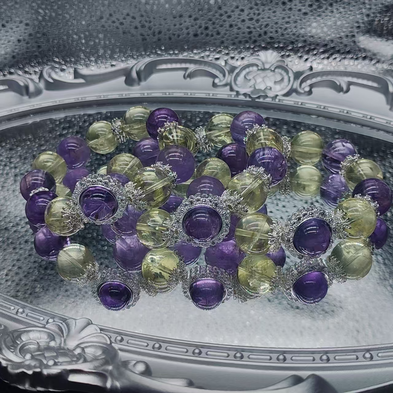 硕夏天然紫水晶15-16mm+黄水晶设计款手链多样性发其一SX208