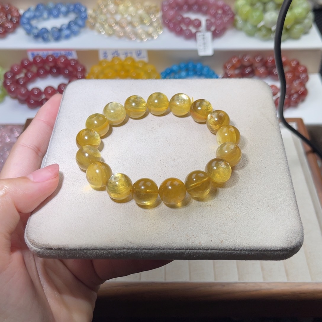 未镶嵌手链水晶金锂云母12+带平头