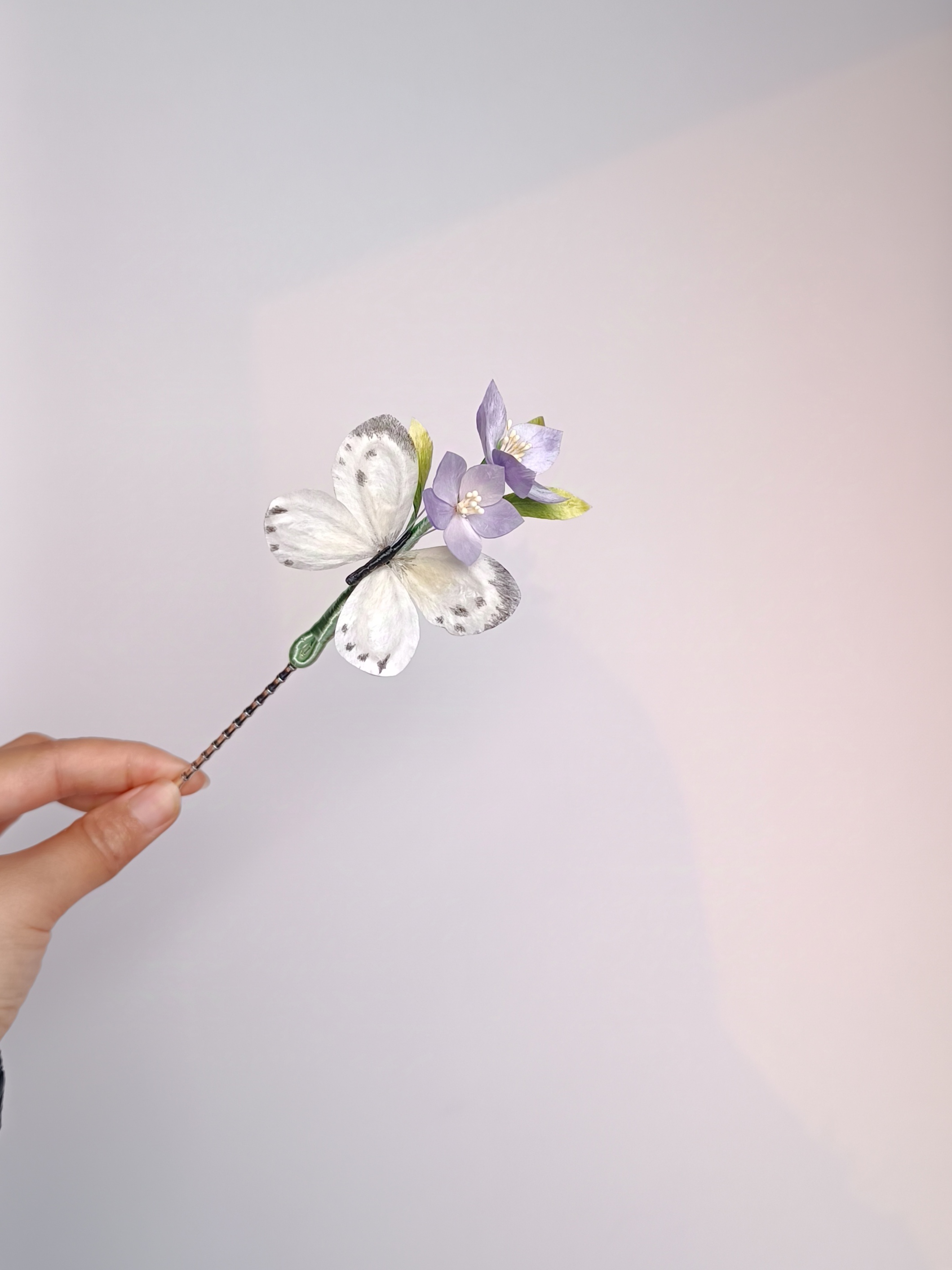 蝶恋花非遗绒花发簪搭配汉服旗袍新中式胸针送礼