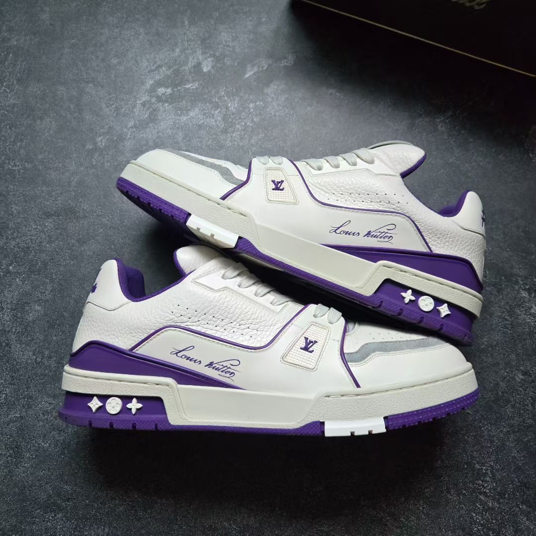99新 LouisVuitton/路易威登 41码 TRAINER 白紫 鞋