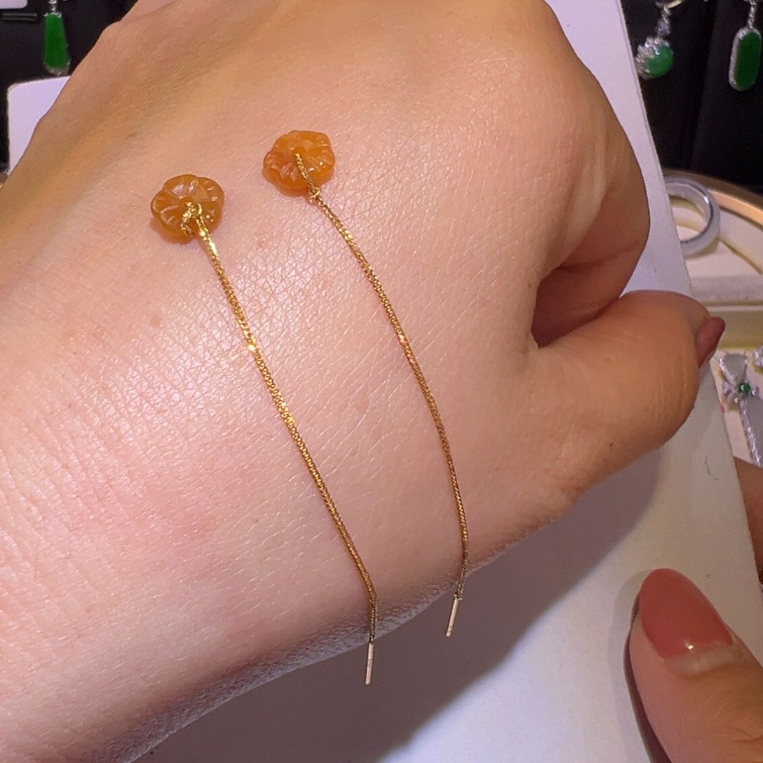 翡翠颈饰18K金镶嵌耳环