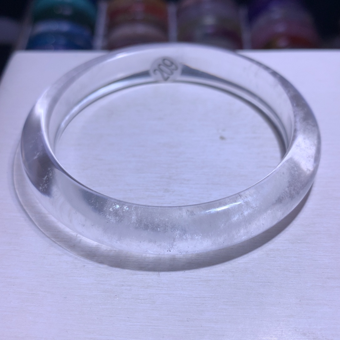 水晶手镯银S925镶嵌白水64.6圈209