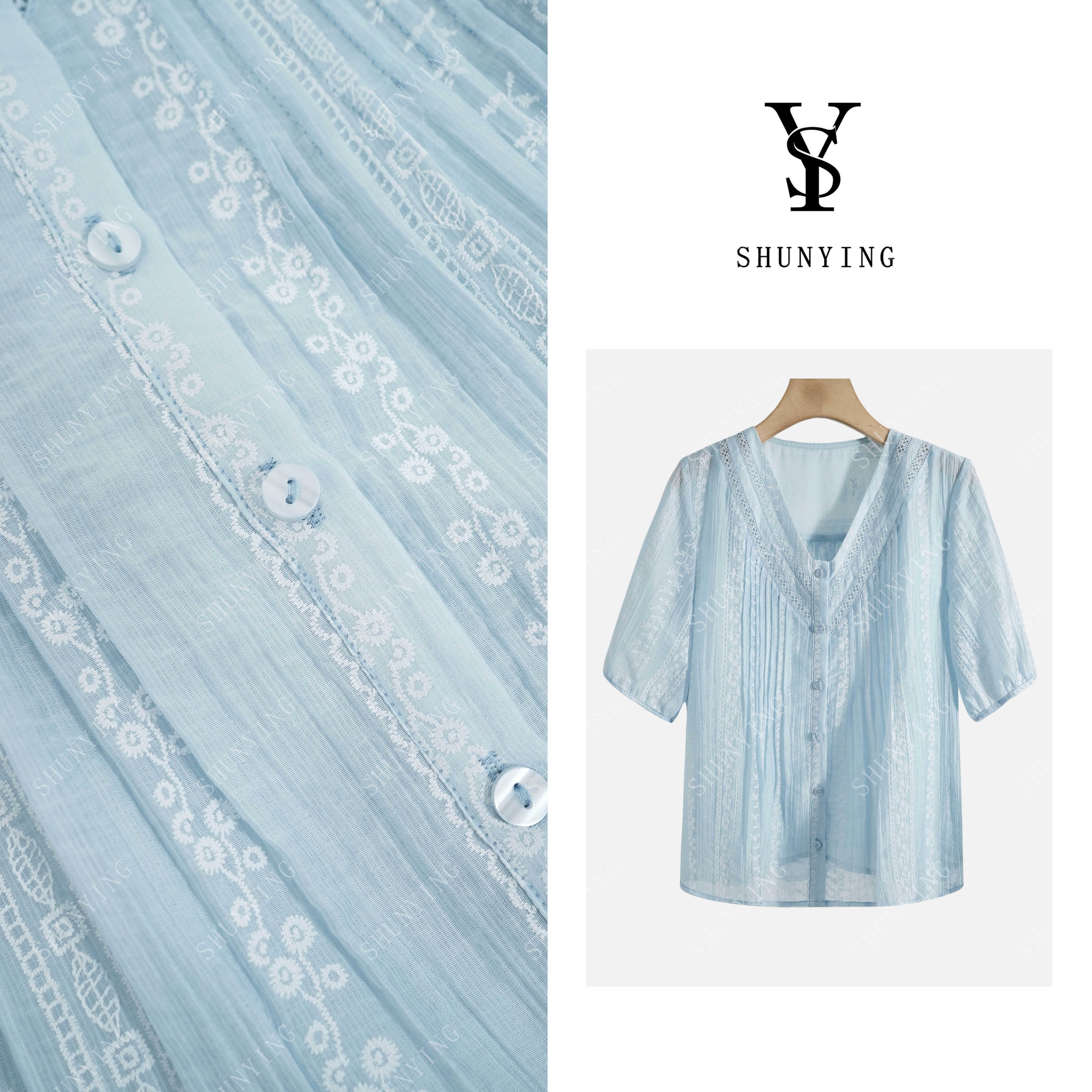 【顺瀛】洋气显白~法式温柔风洋气减龄V领镂空衬衫SY72C1871