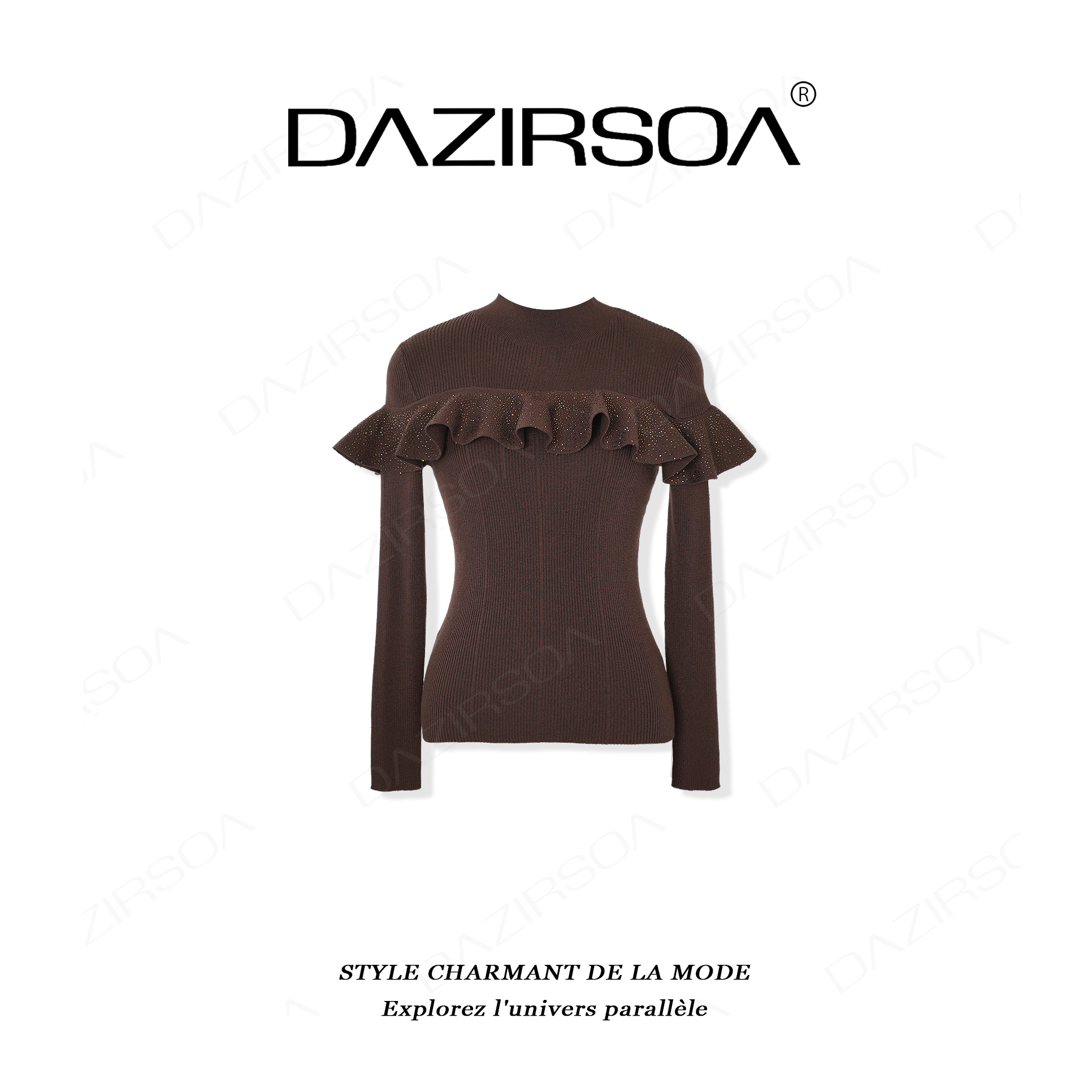 “暖调序曲”时尚百搭荷叶边烫钻洋气毛衣 AC212