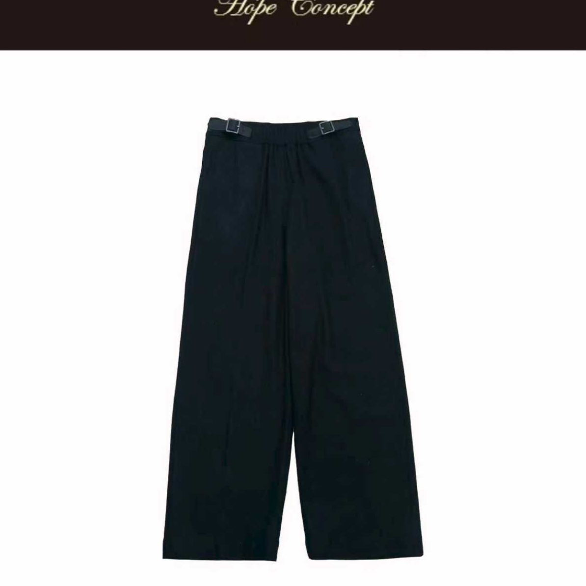 AW05576#HOPECONCEPT双腰带扣束腰精纺羊毛直筒休闲裤