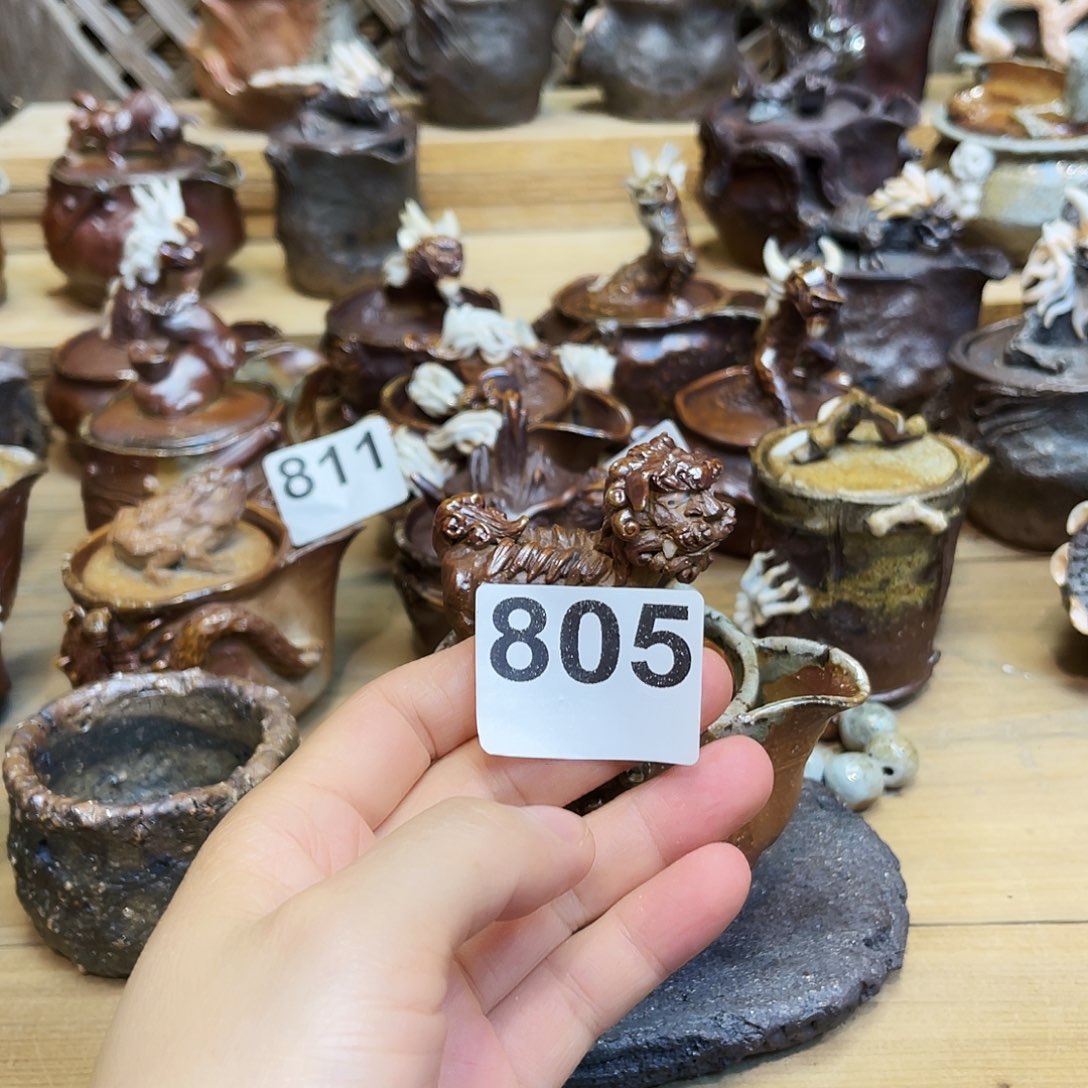 小***郑杯柴烧粗陶手捏宝瓶