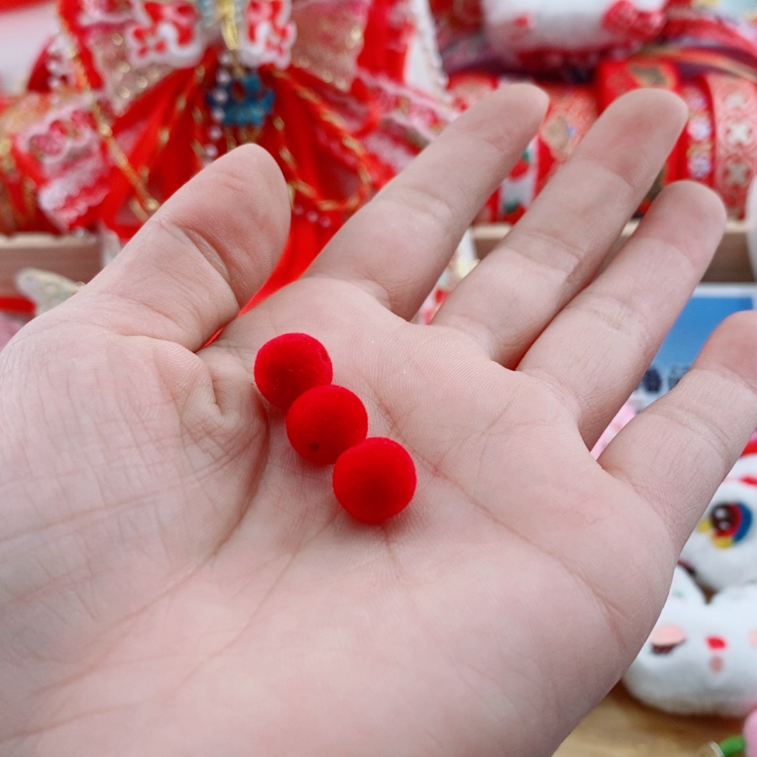 卡10植绒珠红色100个