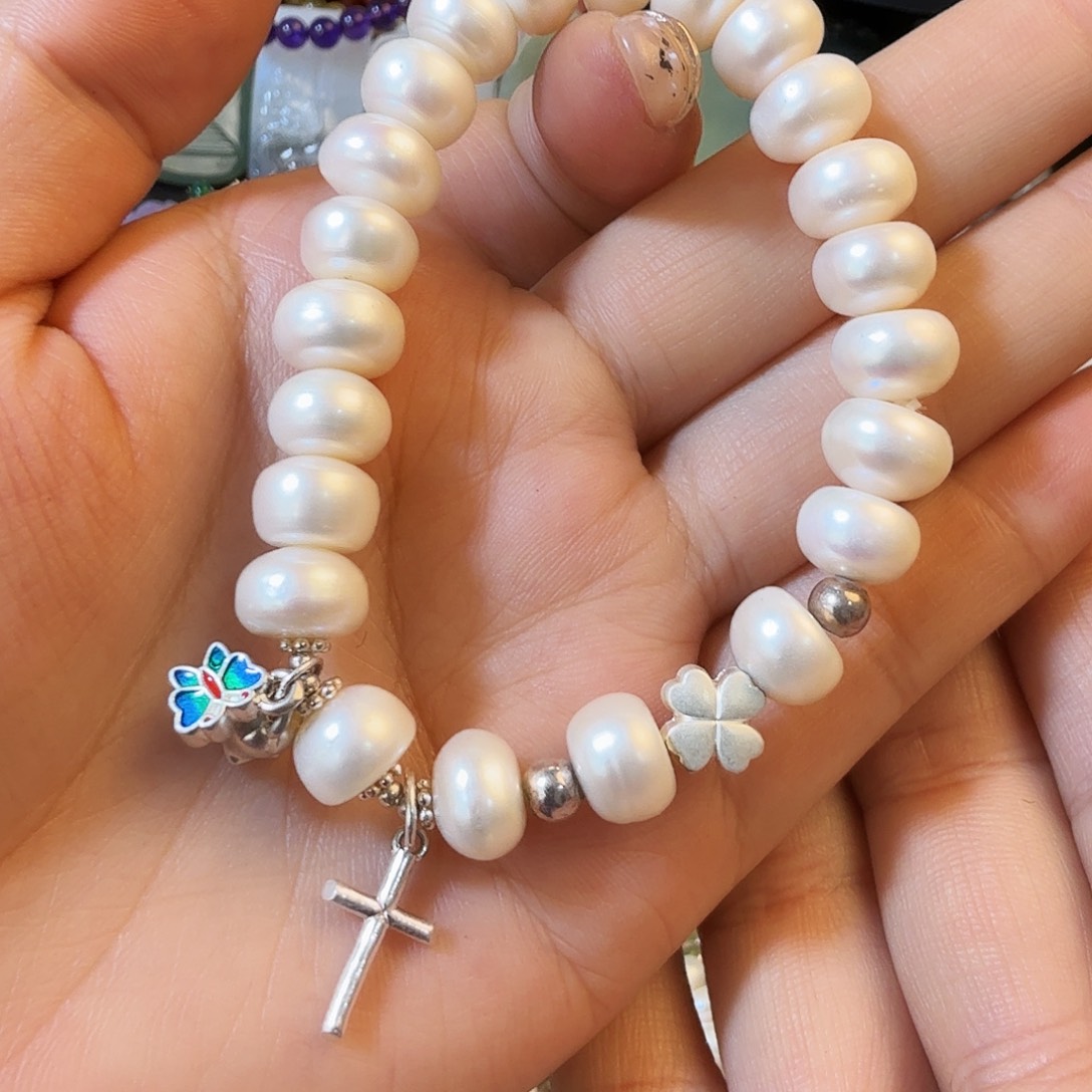 淡水珍珠银S925镶嵌手绳